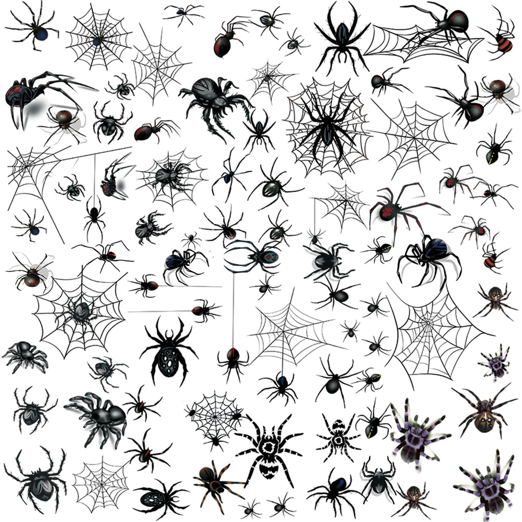 XIYOKA 80+ PCS Halloween Spider Web Temporary Tattoos Halloween Makeup Kit for Women Adults Halloween Face Tattoos Realistic 3D Spider Web Fake Tattoos for Kids Halloween Temporary Tattoos