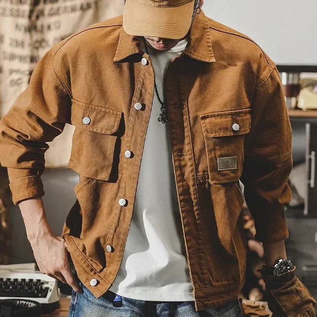 Brown Denim Jacket for Men - Trendy Autumn Style